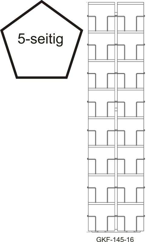 Kartenbodenständer, 145 mm Q, 80 Fächer, 2-reihig, 5-seitig, schwarz